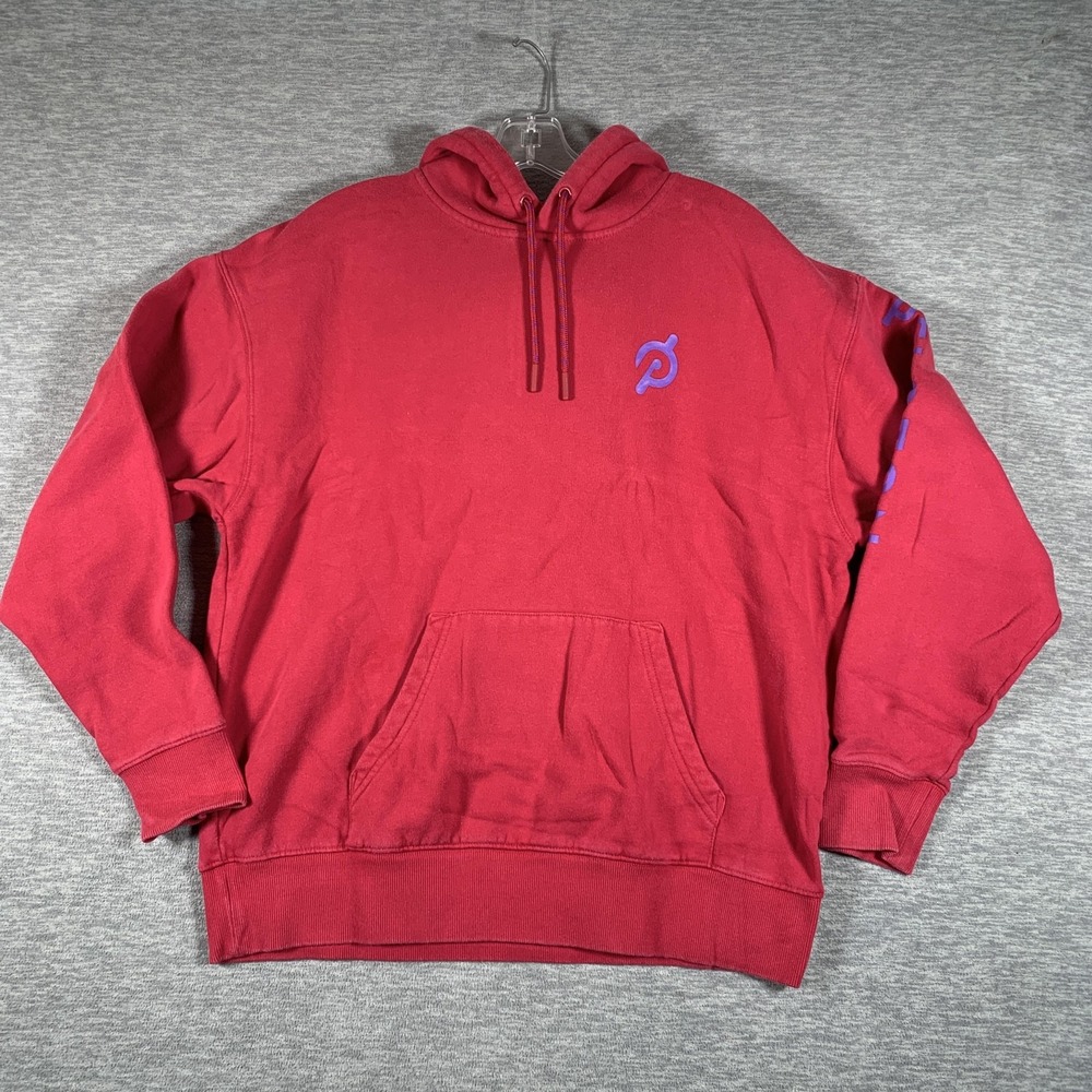 Peloton Hoodie Mens Small Red Together We Go Far Graphic Pullover Sweatshirt